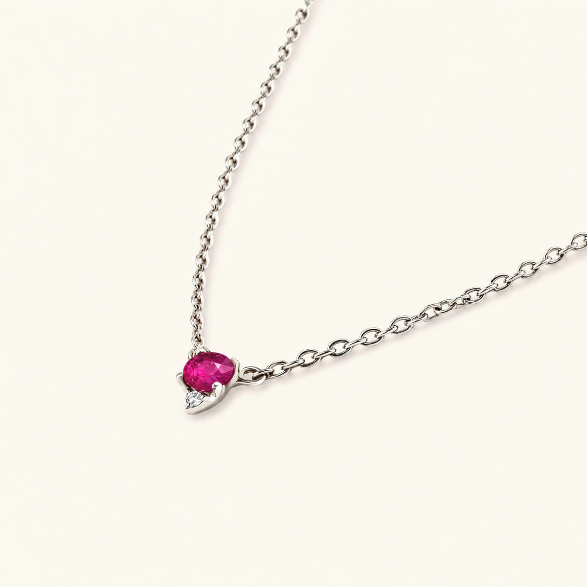 Ruby diamond necklace in white gold