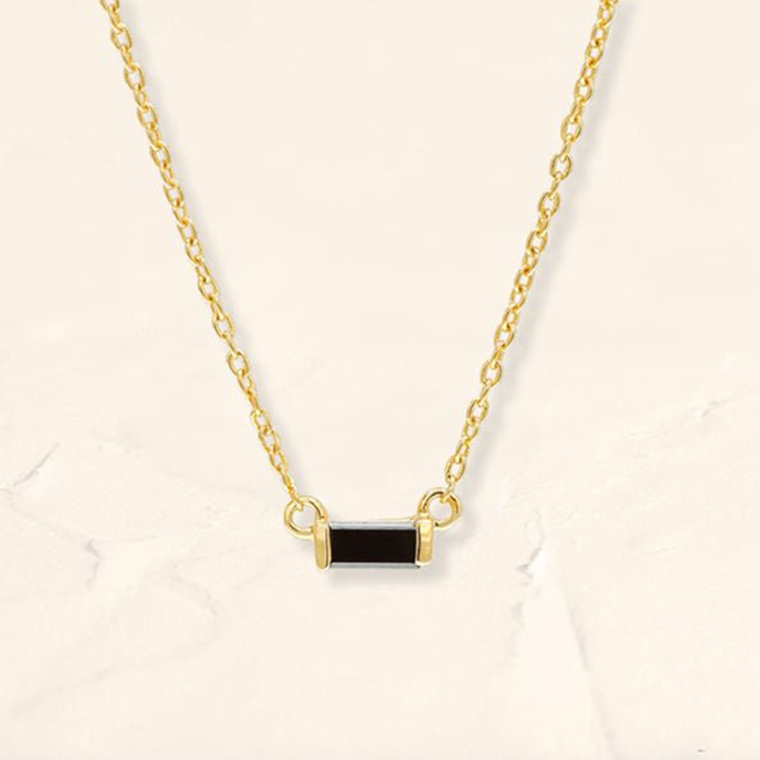 Collier baguette diamant noir Shanti
