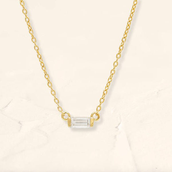 Shanti baguette necklace with diamonds in yellow gold