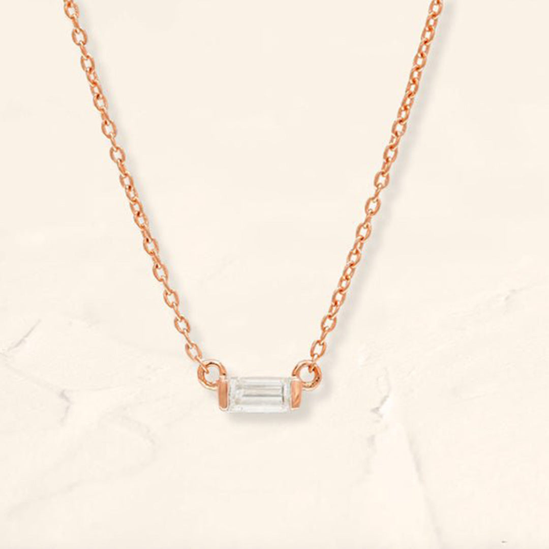 collier baguette diamant Shanti en or rose