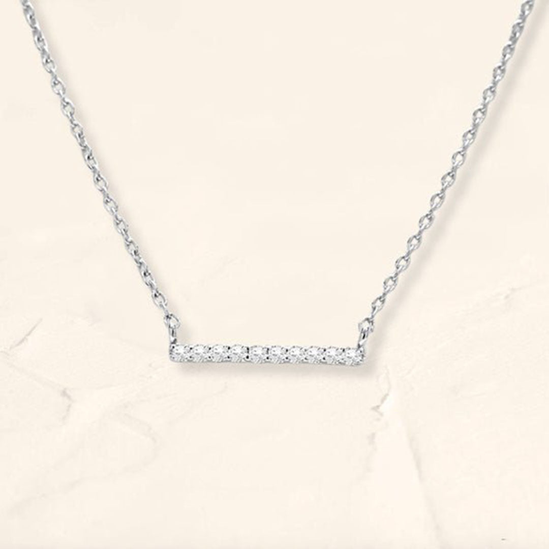 collier longue barre diamant en or blanc