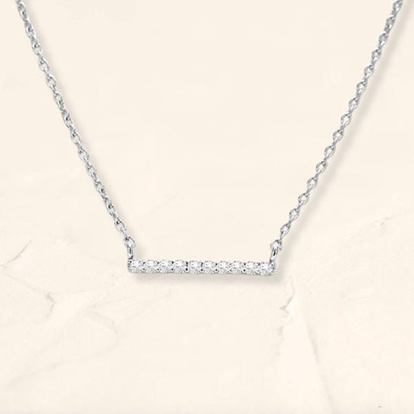 Long diamond bar necklace in white gold