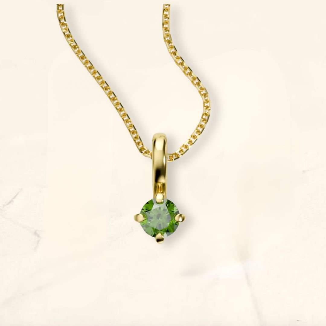 collier diamant vert en or jaune 18cts