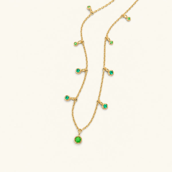 Megha yellow gold necklace with emerald
