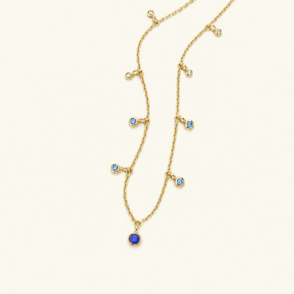 Megha yellow gold necklace with sapphire