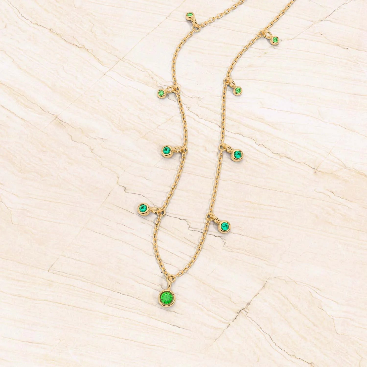 collier megha or jaune emeraude