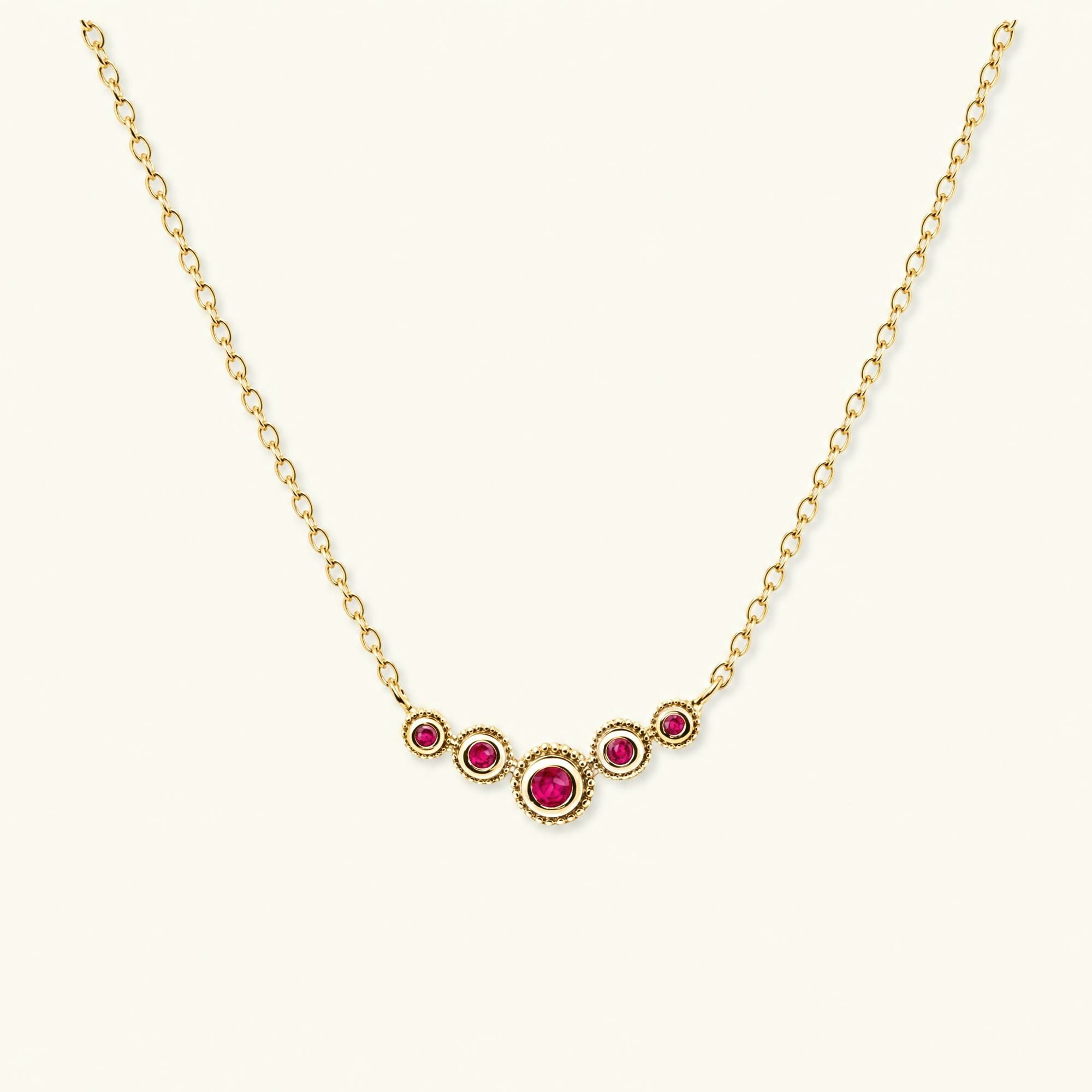 Collier fin rivière de rubis en vermeil