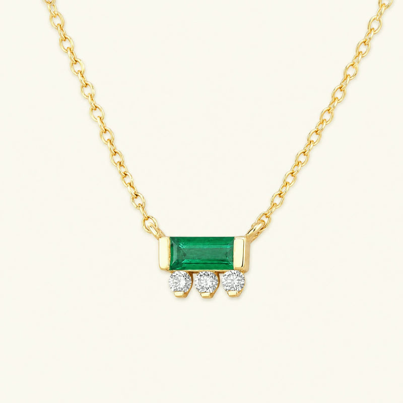 Prana baguette necklace emerald diamond