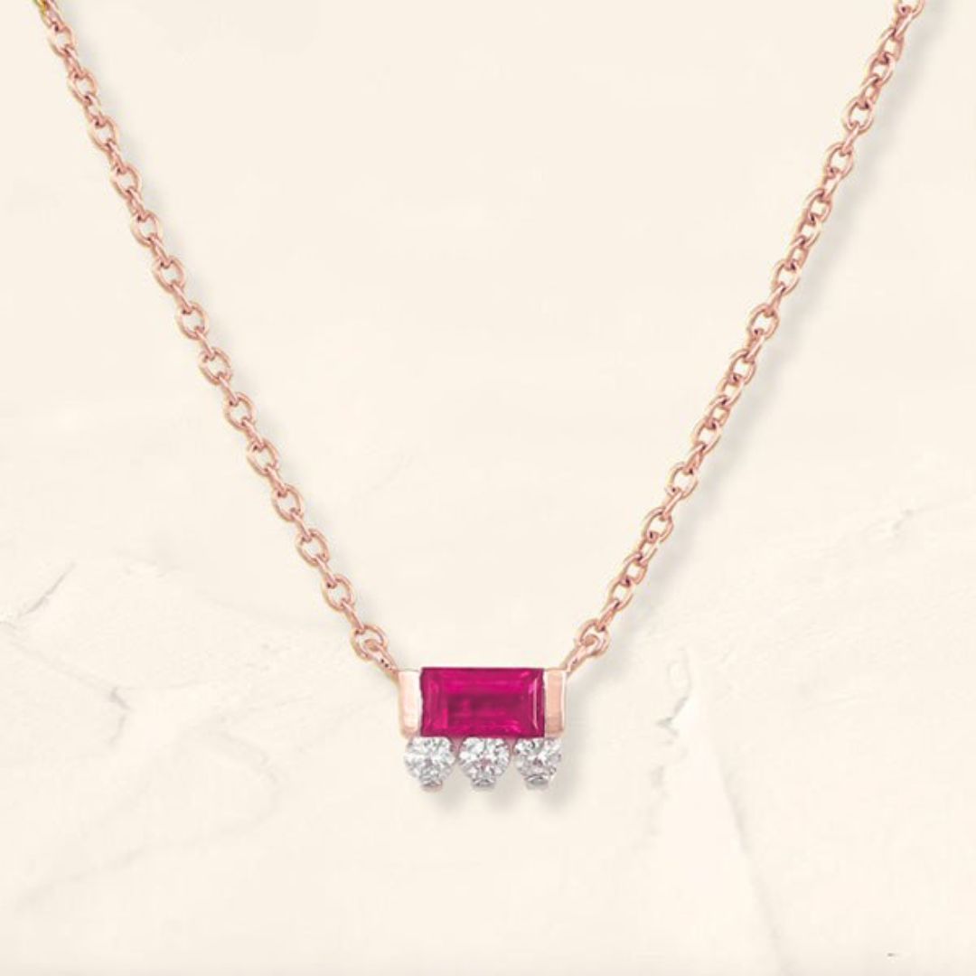 Prana ruby necklace rose gold for women