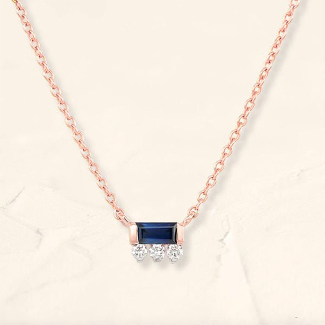 Prana sapphire necklace rose gold for women