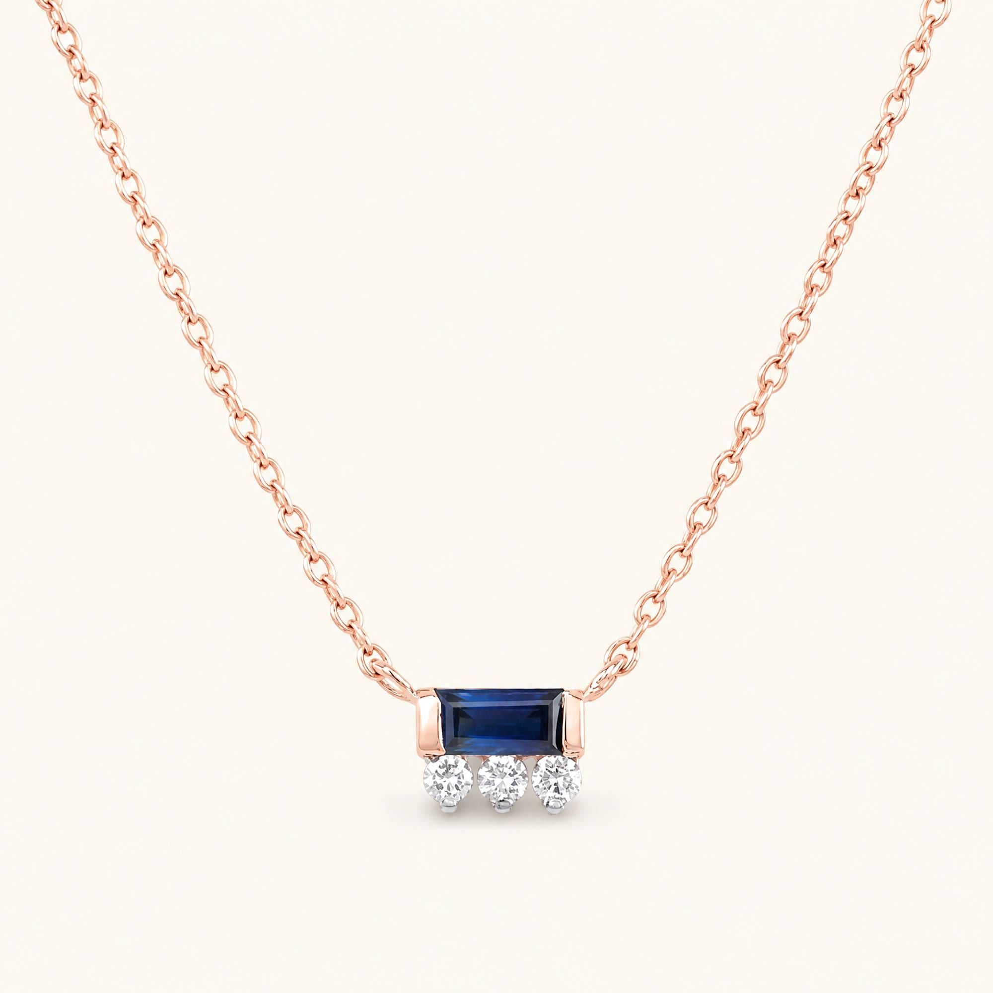 Prana necklace sapphire rose gold women