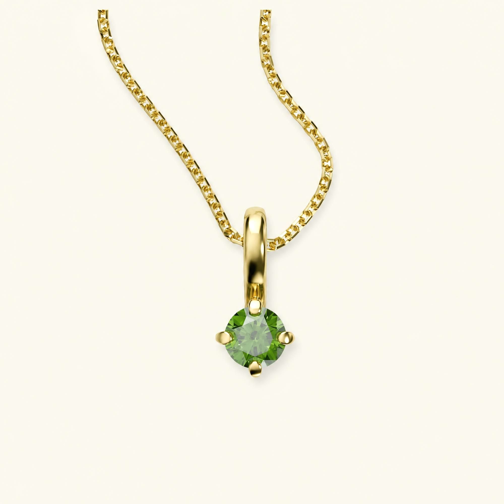 Green diamond necklace in 18K yellow gold