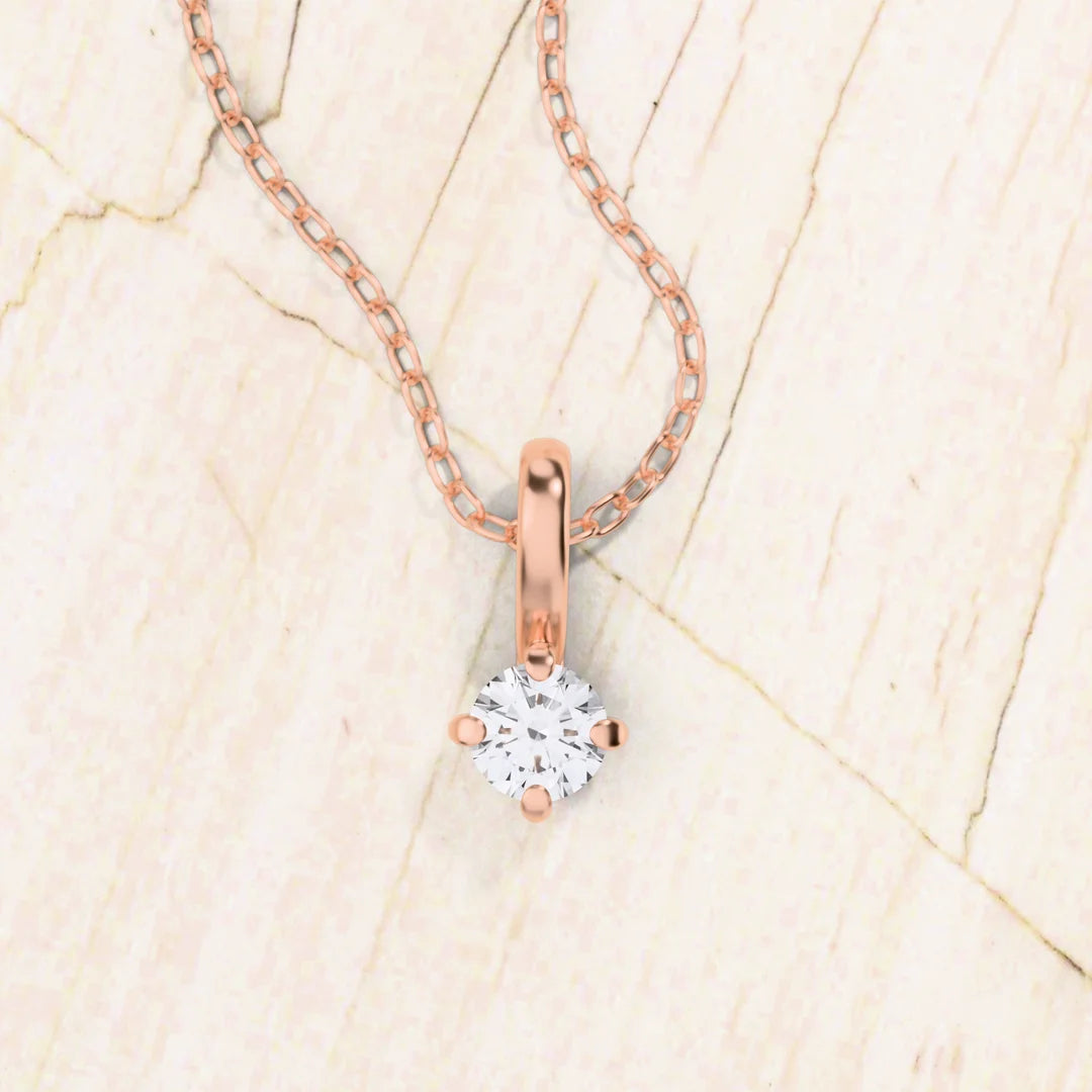 collier diamant solitaire or rose 18cts