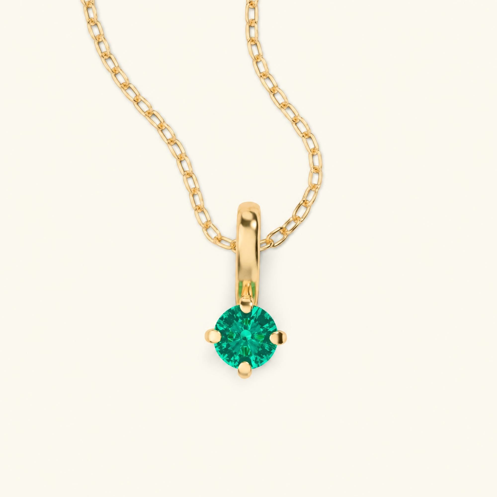 Saral yellow gold emerald solitaire necklace