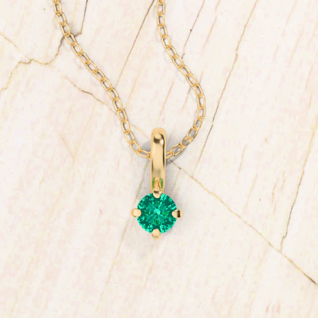Saral yellow gold emerald solitaire necklace