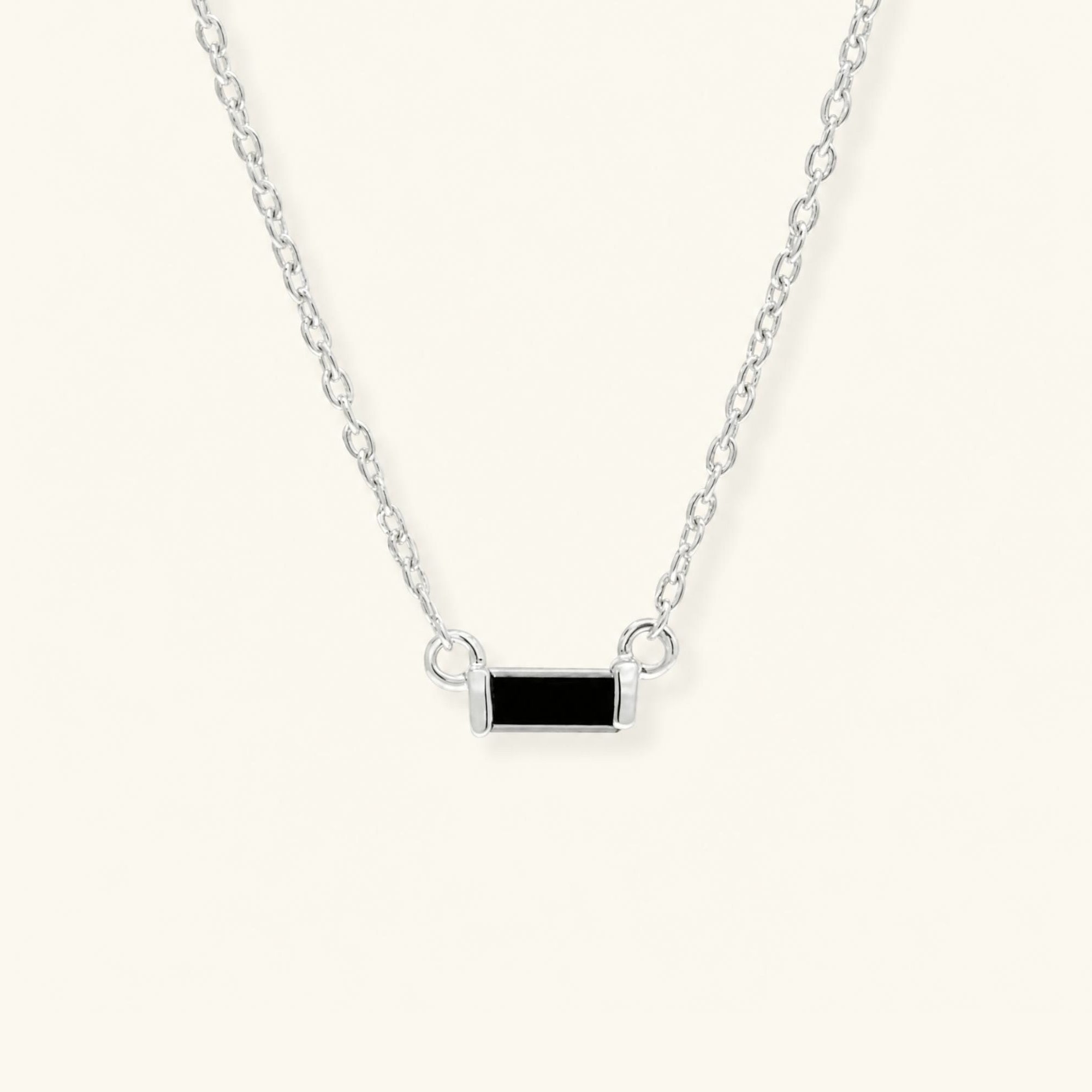 Shanti black diamond baguette necklace - white gold