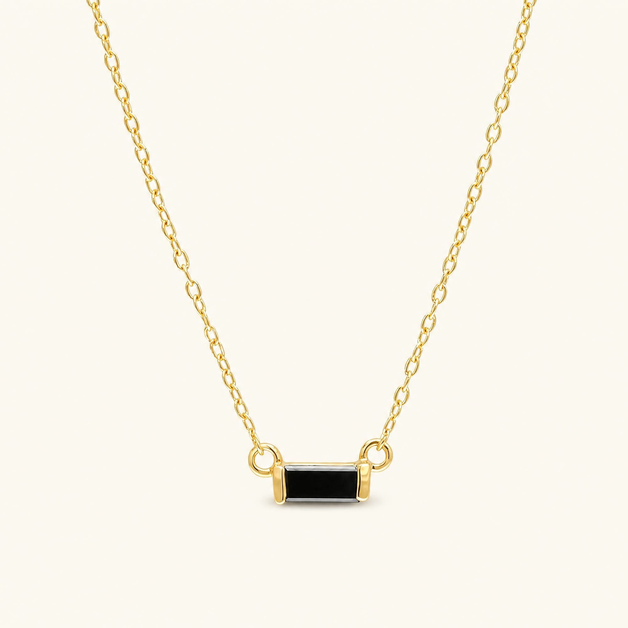 Collier baguette diamant noir Shanti