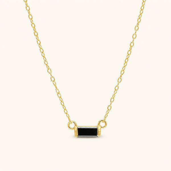 Shanti black diamond baguette necklace