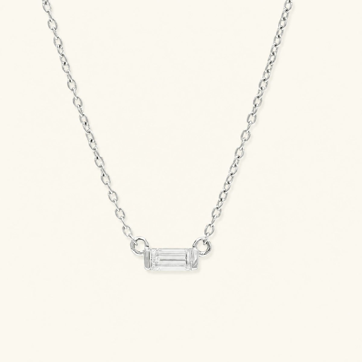 Shanti baguette cut diamond necklace in white gold