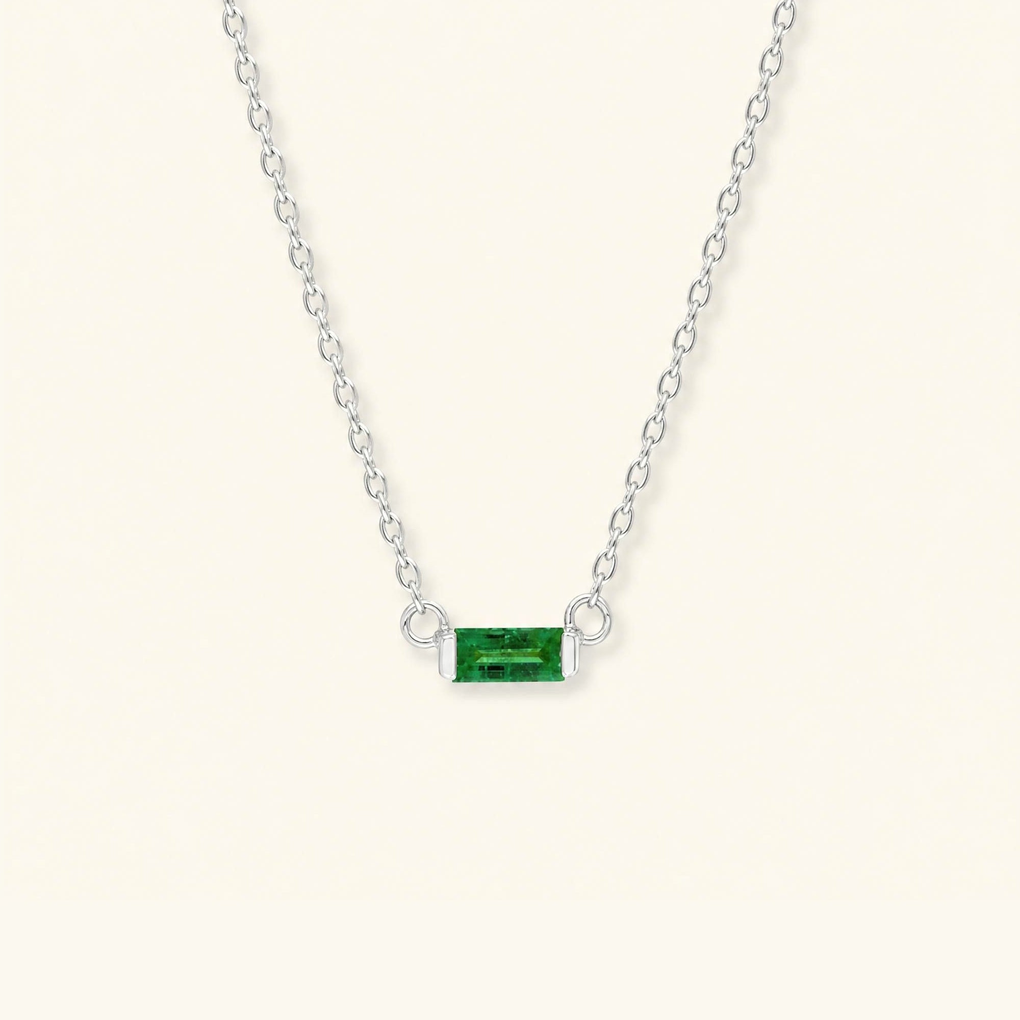 Shanti emerald baguette necklace - white gold