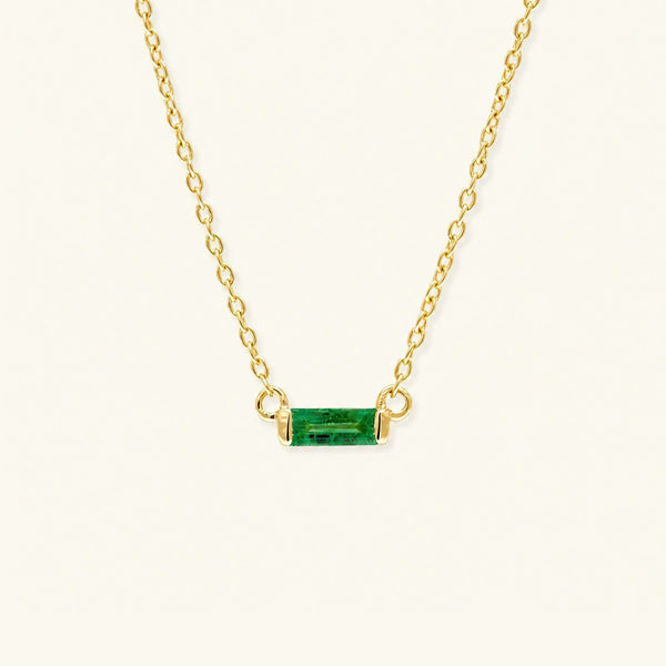 Shanti emerald baguette necklace - yellow gold