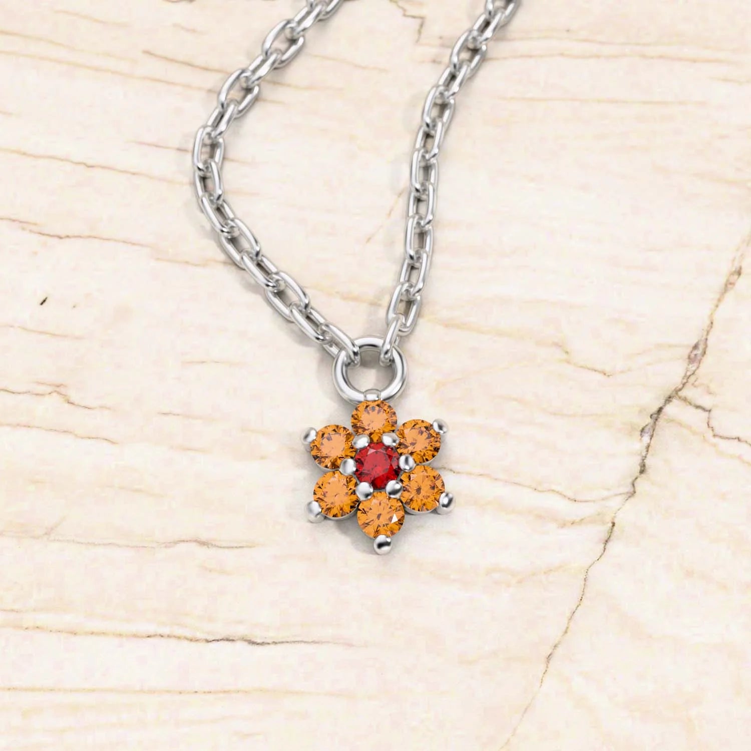 collier saphir orange surya or blanc