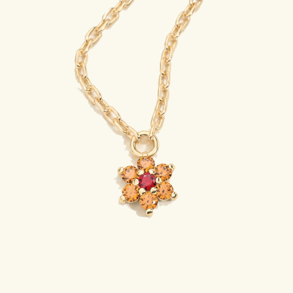 Surya yellow gold necklace with orange sapphire