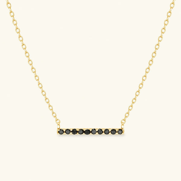 Ujala black diamond bar necklace - yellow gold
