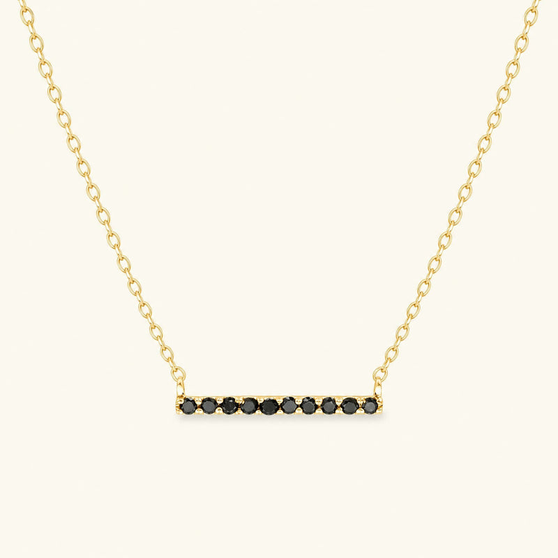 Ujala black diamond bar necklace - yellow gold
