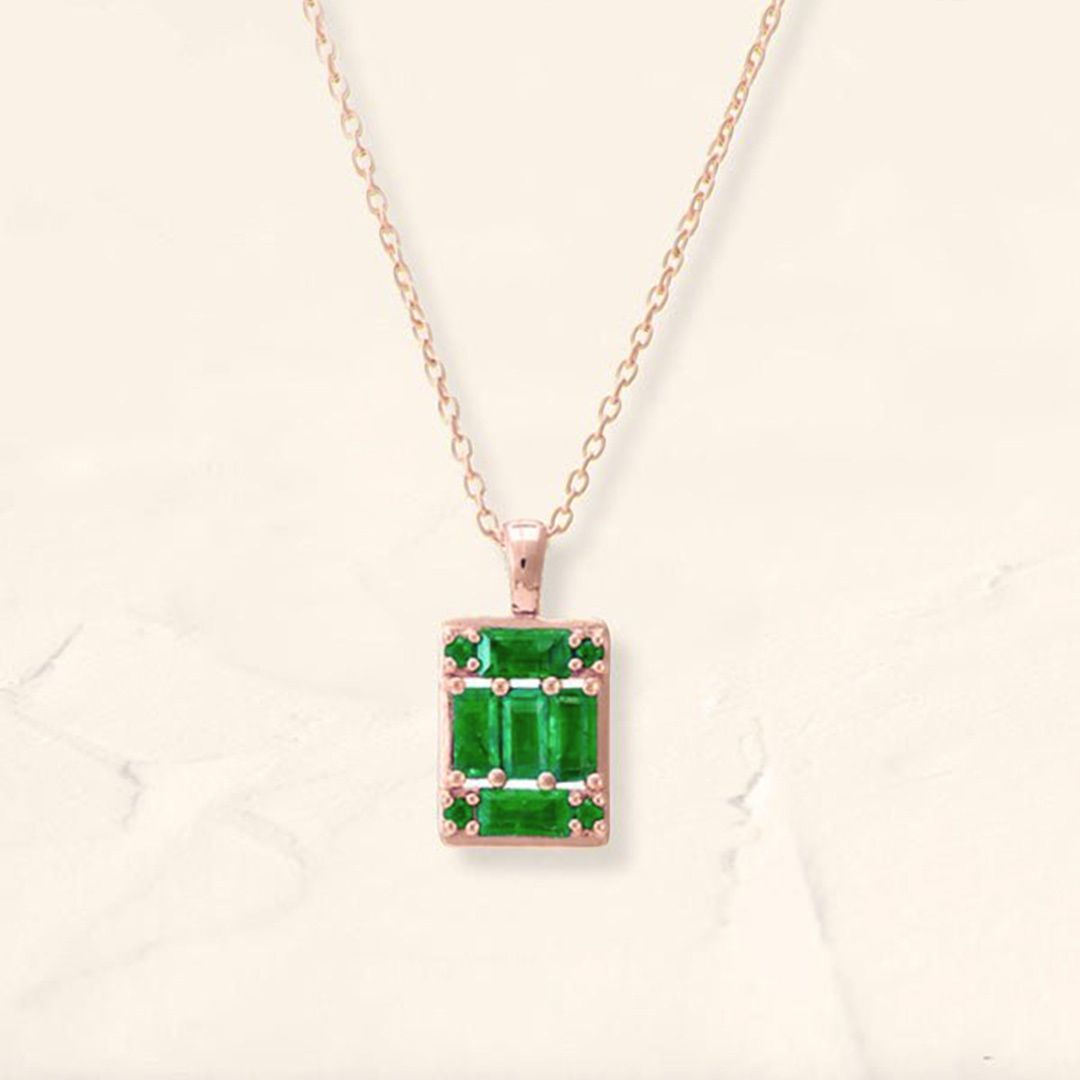 Atma emerald necklace rose gold for women