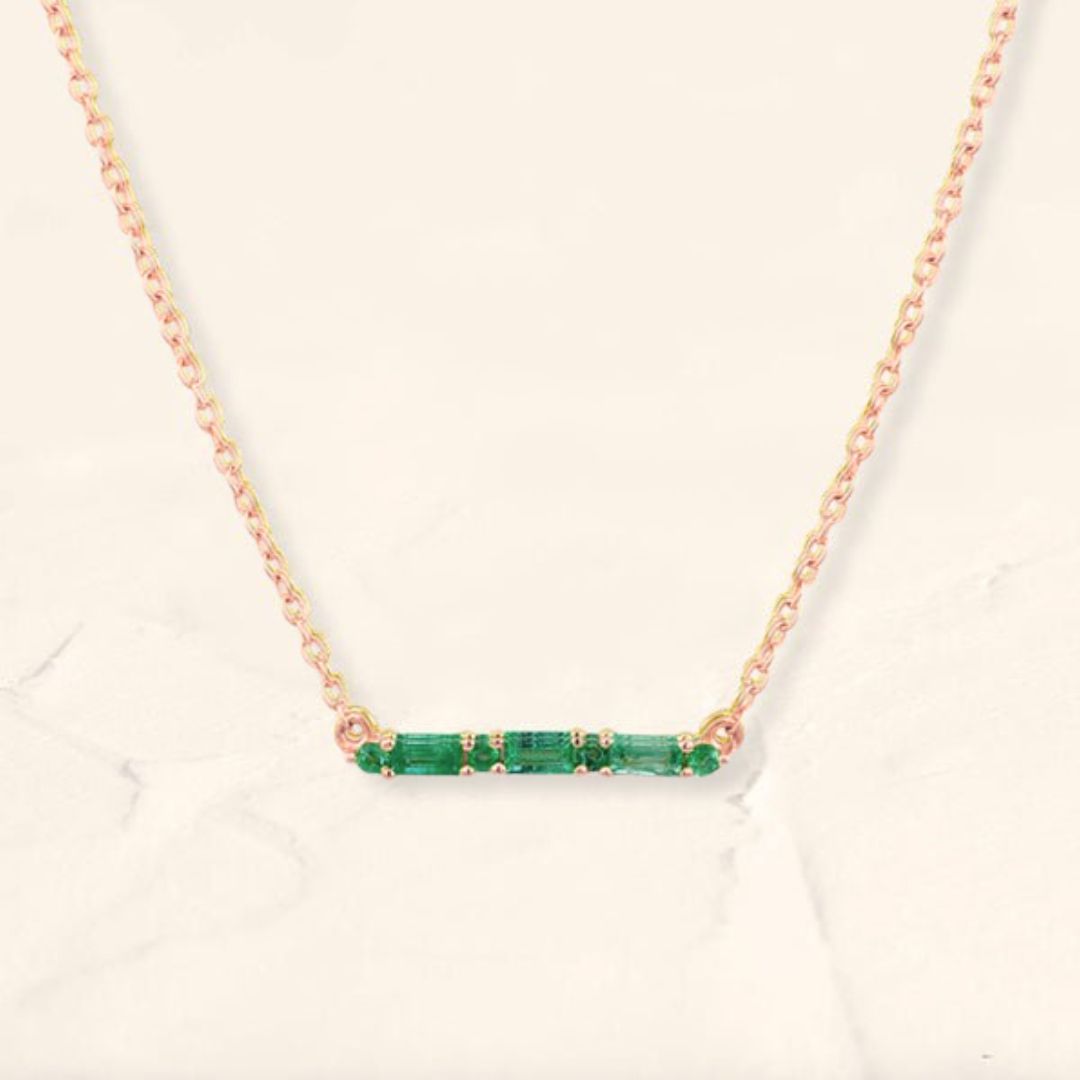 Bhagya emerald necklace rose gold for women