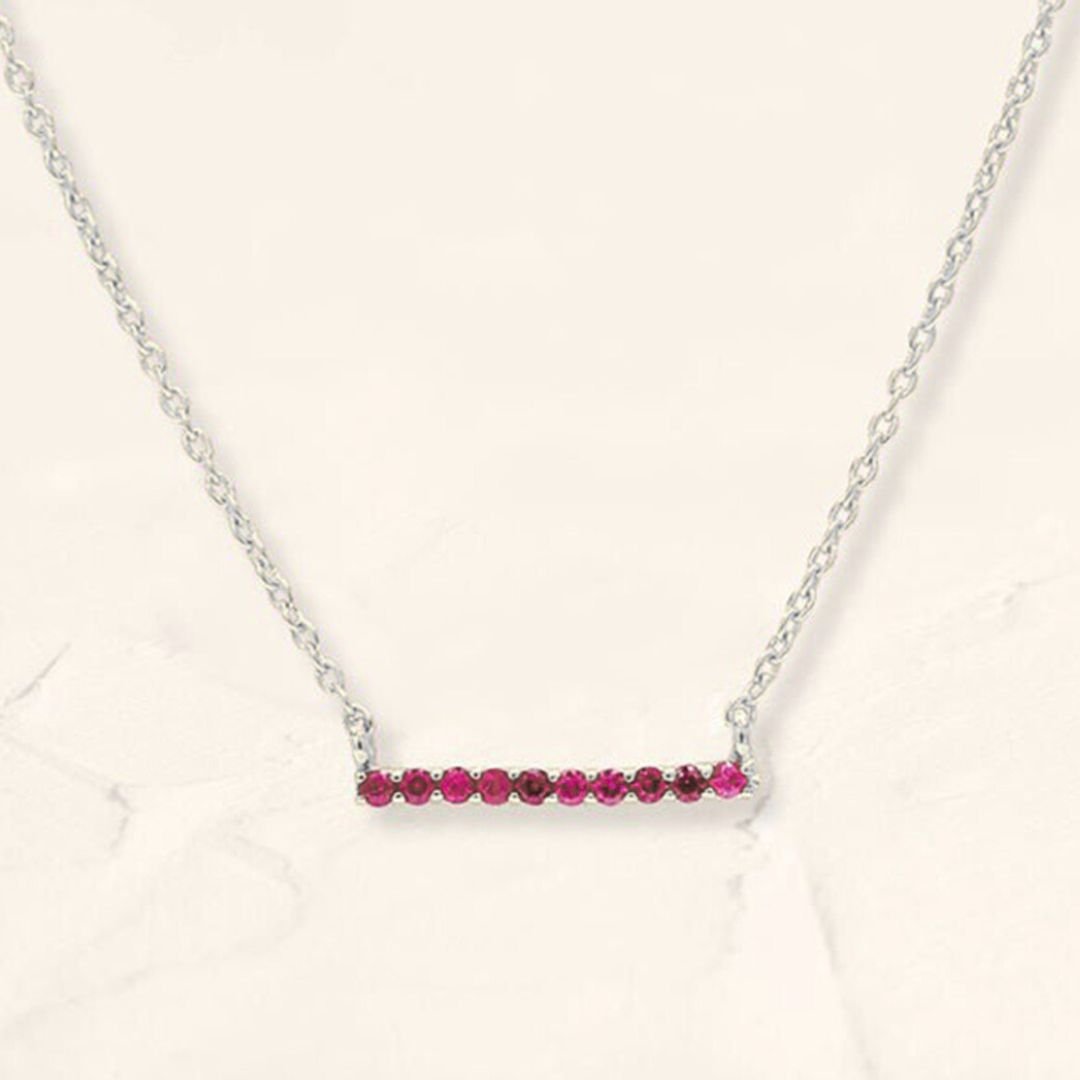 Collier bar Ujala en rubis et or blanc