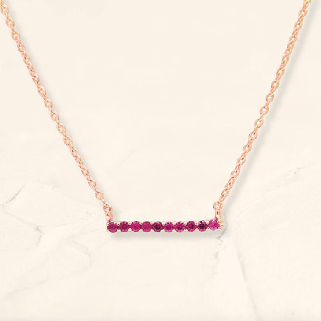 Ujala ruby bar necklace in rose gold