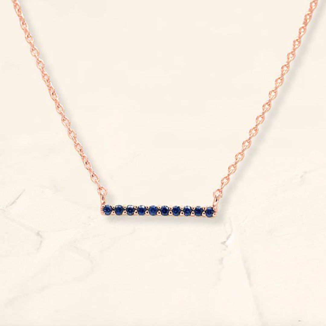 Ujala sapphire bar necklace in white gold