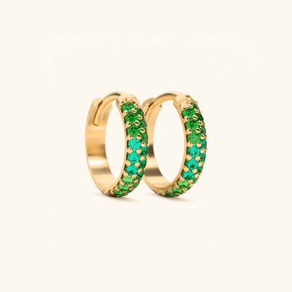 Lavani Canopy Emerald hoops - yellow gold
