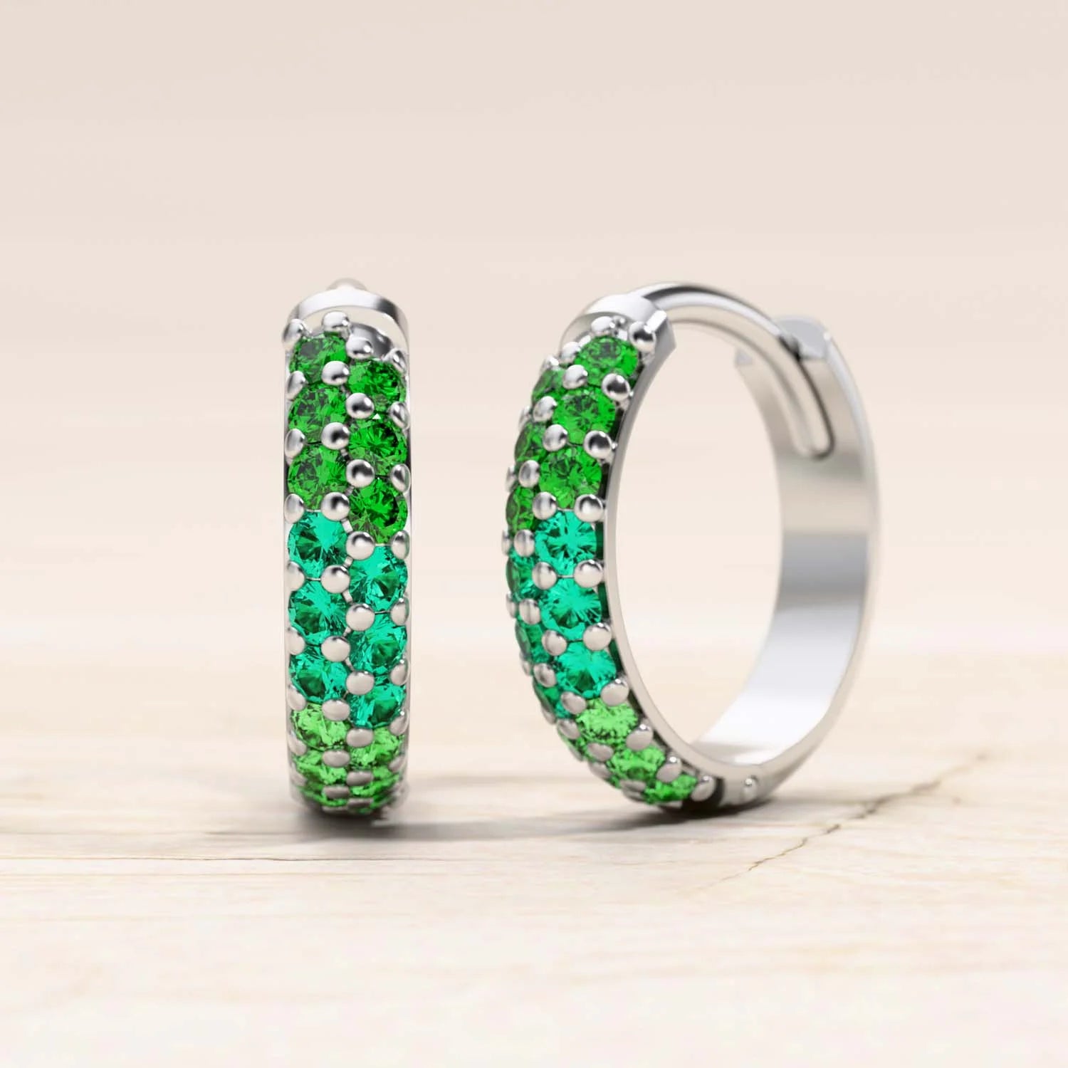 Lavani emerald and white gold hoop earrings for women