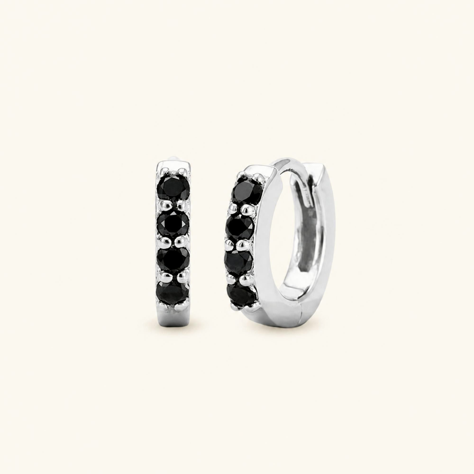 Sumitra hoops black diamond - white gold