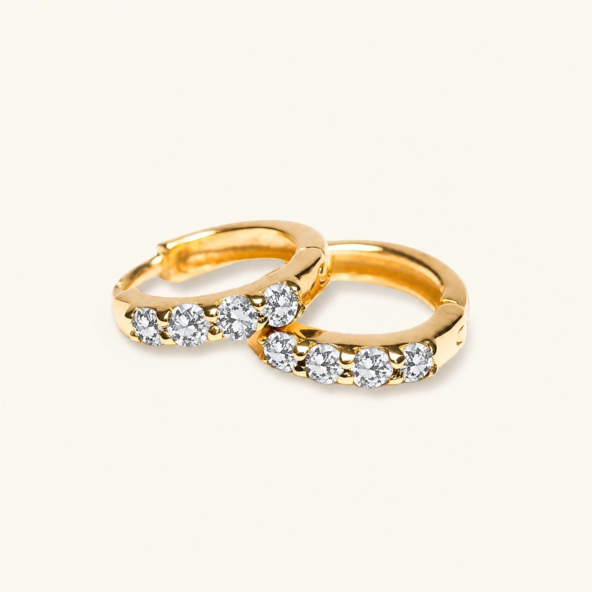 Sumitra white sapphire hoops — yellow gold