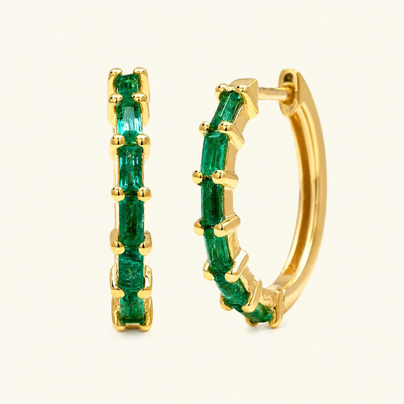 Yatra Emerald Hoops - yellow gold