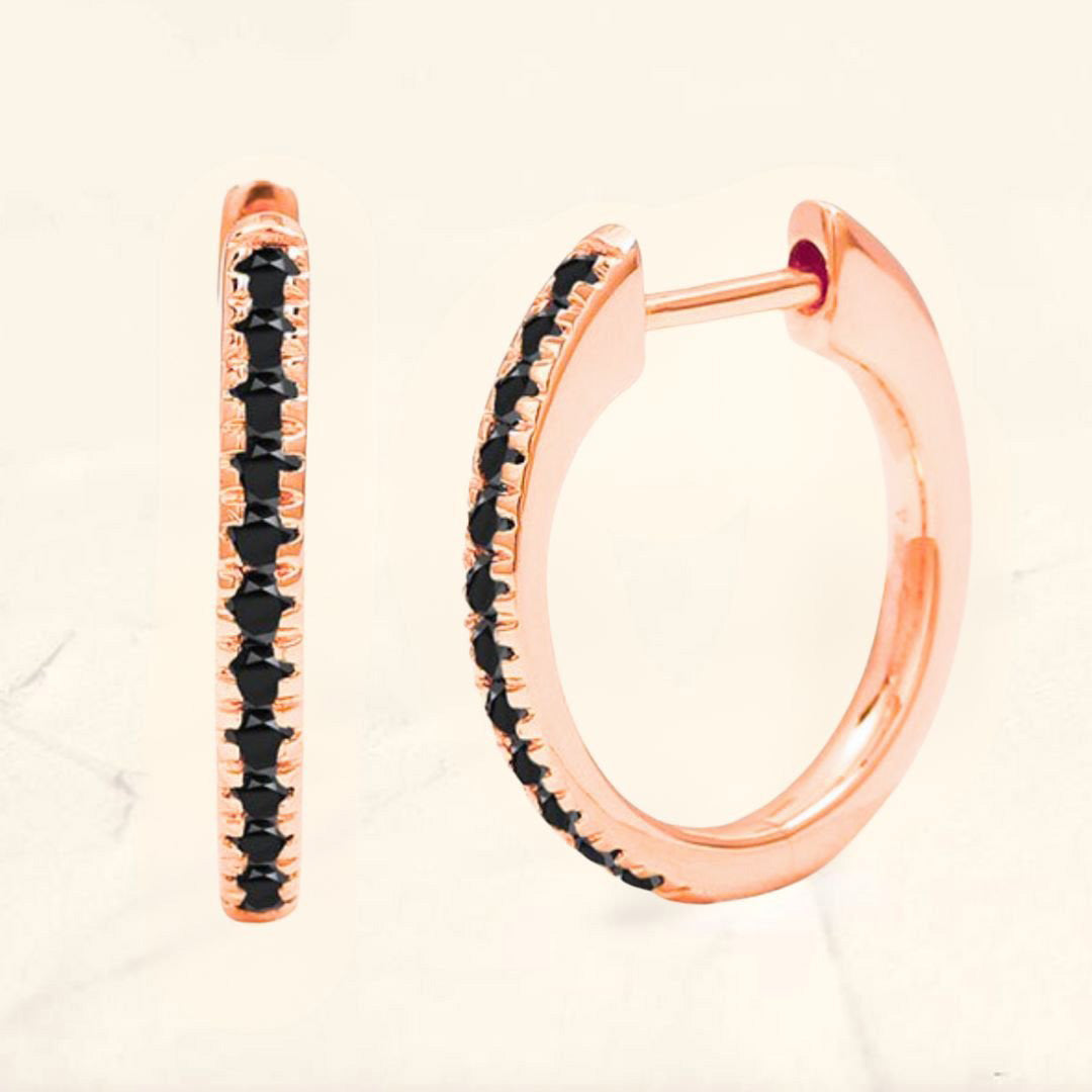 créoles diamant noir or rose pour femme