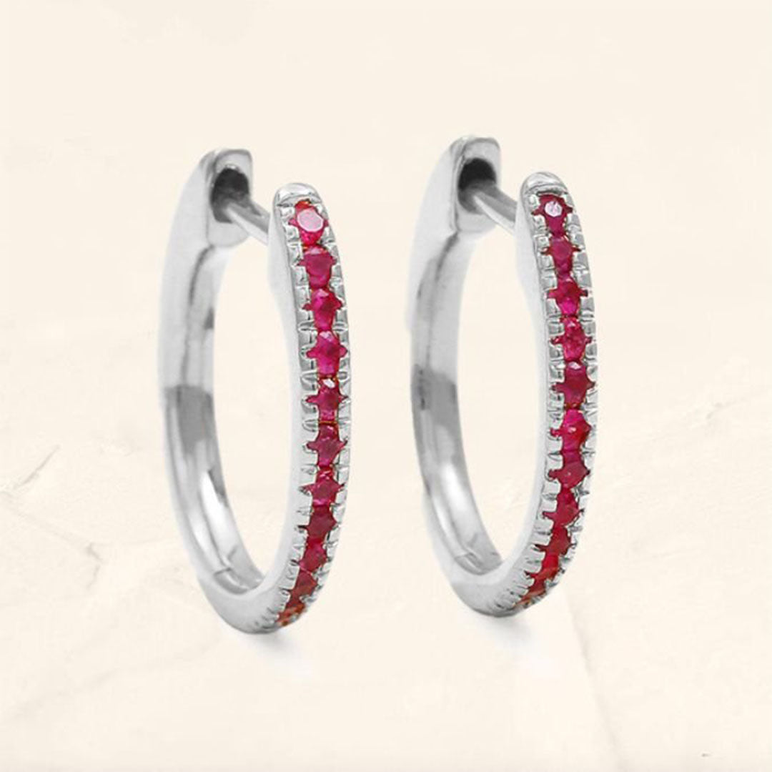 créoles ujala rubis or blanc pour femme