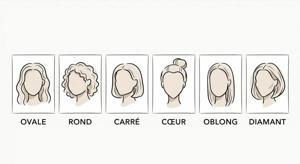 Infographic of the six face shapes and the recommended jewellery for each