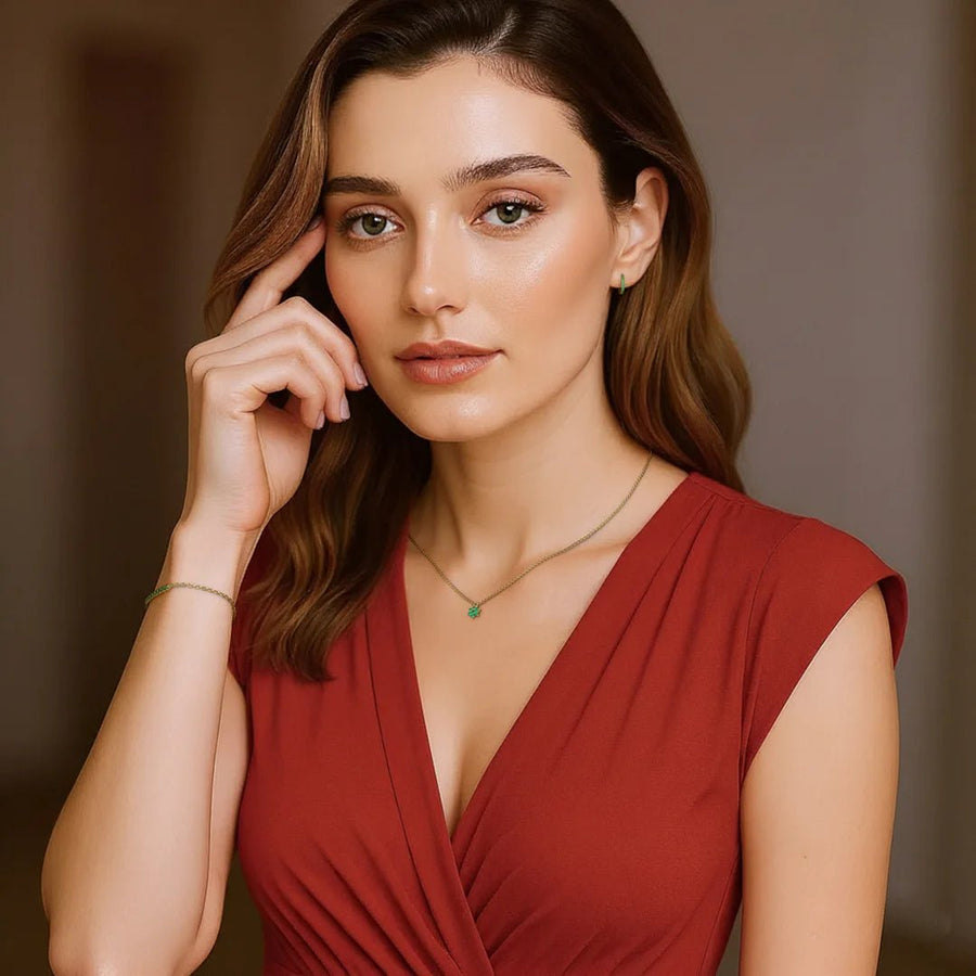 Canopy emerald parure for women