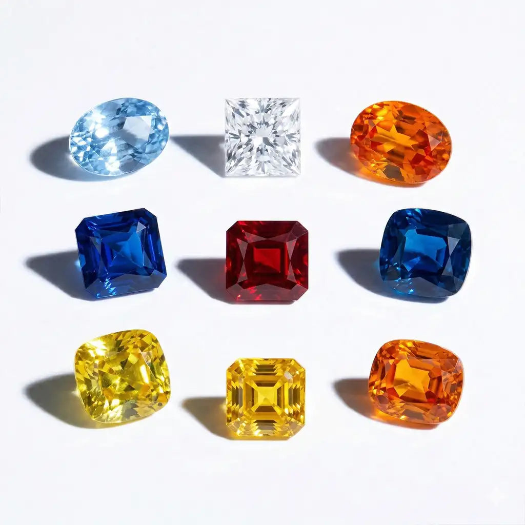 Sunset Sapphire and Horizon Sapphire collections side by side, the dual palette of Mayuri jewellery