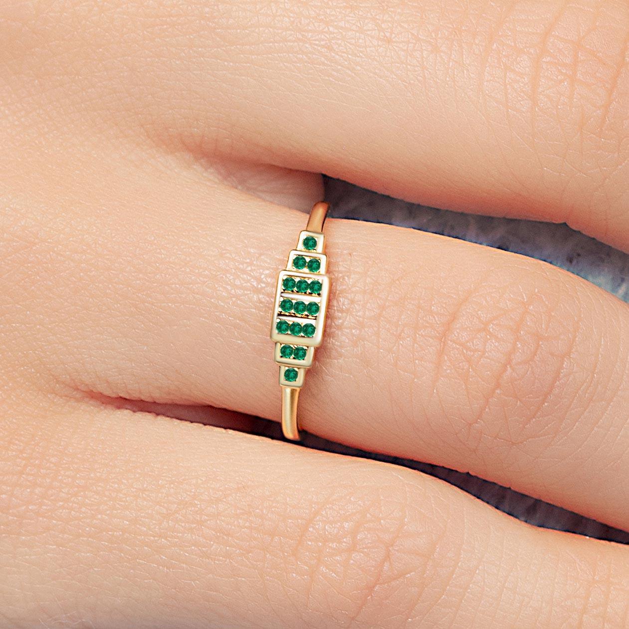 Brami XL geometric ring in emerald