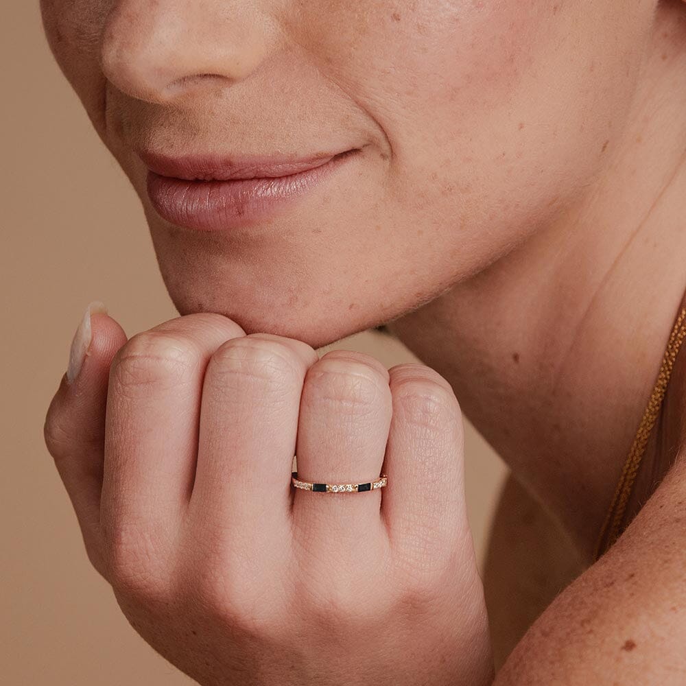 Bague alliance Moksha semi éternité diamant noir