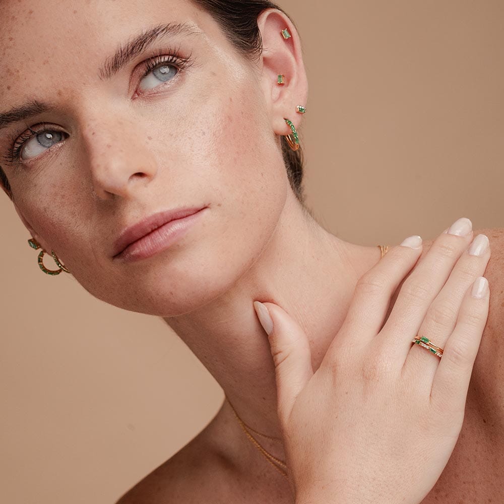 baguette-cut emerald jewelry set