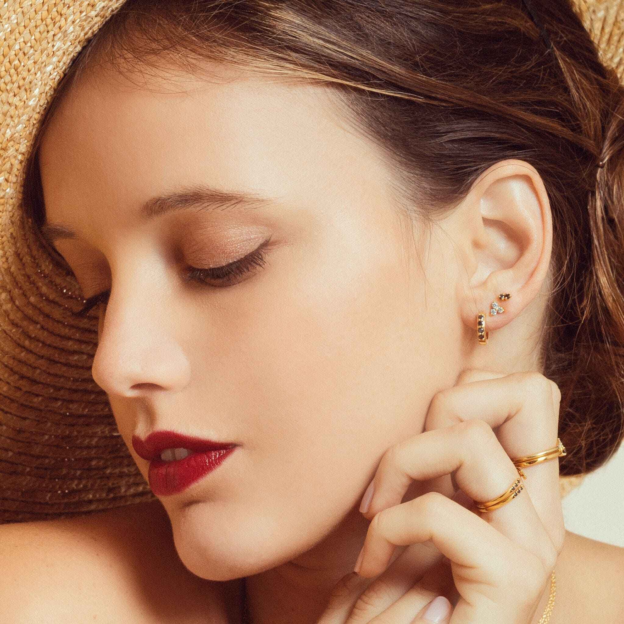 black diamond and white diamond earrings