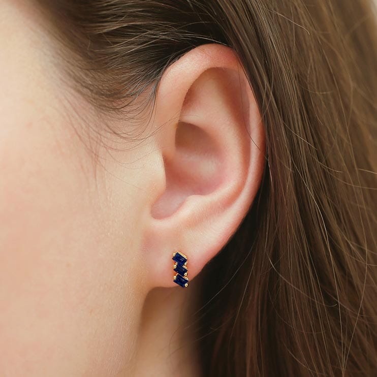 Boucles d'oreilles baguette Jivane trio de saphir