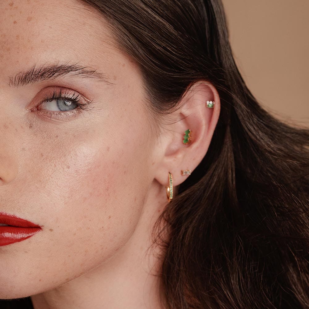 boucles d'oreilles créoles en émeraude et diamant